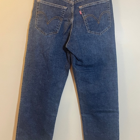 Levis Premium Womens 29x27 Ribcage Straight Ankle Jeans Blue Denim Button Fly - Picture 2 of 12